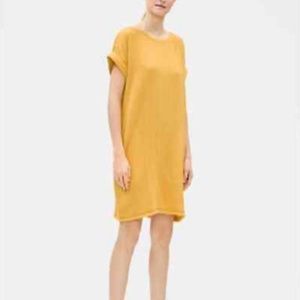 Eileen Fisher Marigold Yellow Organic Cotton Gauze Shift Dress